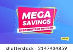 Mega Savings Discounts Up To 50% Off Shopping Banner