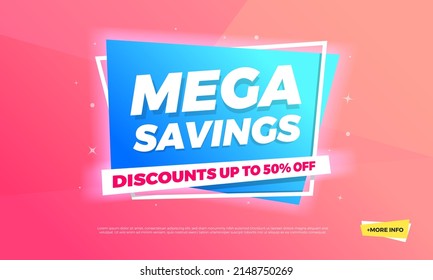 Mega Savings Discounts Up To 50% Off Shopping Banner