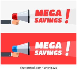 Mega Savings Megaphone Banners