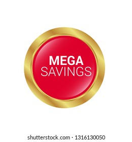 mega savings red Sticker,tag,label.