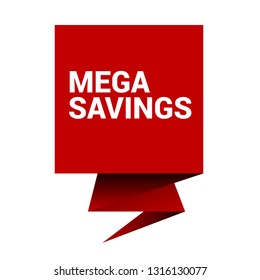 mega savings red Sticker,tag,label.