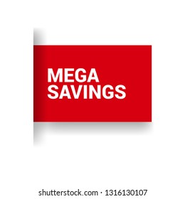 mega savings red Sticker,tag,label.