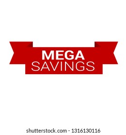 mega savings red Sticker,tag,label.