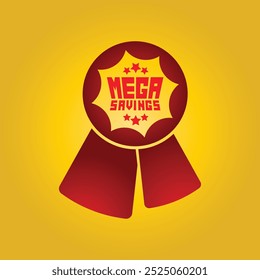 Mega-Einsparungen Text Aufkleber Symbol Illustration