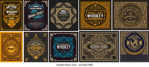 Mega set of 10 vintage labels. Vector layered