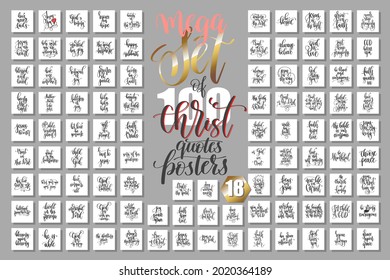 mega set of 100 Christ positive quotes design, calligraphy vector illustration collection