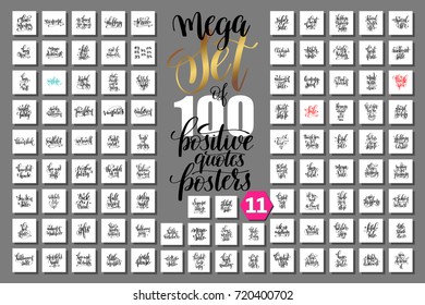 mega set of 100 hand lettering quotes about shopping, autumn offer sale and halloween holiday phrases posters, calligraphy vector illustration big collection