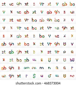 Mega set of 100 vector letter logos, linear design