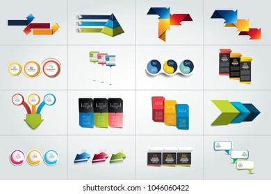 Mega set of 3 steps infographic templates, diagrams, graph, presentations, chart. Business three concept.