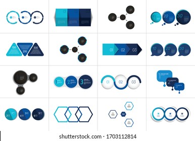 Mega conjunto de 3 pasos plantillas de infografía, diagramas, gráficos, presentaciones, gráfico. Concepto de tres empresas. 