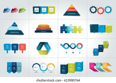 Mega set of 3 steps infographic templates, diagrams, graph, presentations, chart. Business three concept.