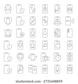 Mega set of 36 smartphone line icons