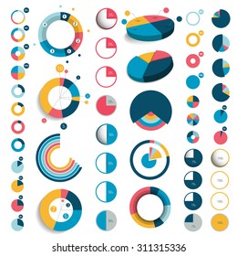 Mega Set Of 3d, Plastic And Flat Circle, Round Charts, Graphs.