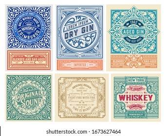 Mega set of 6 vintage labels. Vector layered