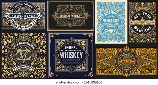 Mega set of 8 vintage cards. Vector layered