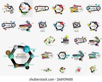 Mega set of abstract geometric web banner decorations. Vector illustration