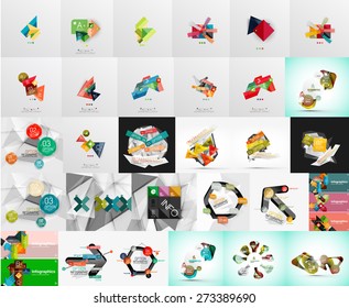 Mega set of abstract geometric web banner decorations. Vector illustration