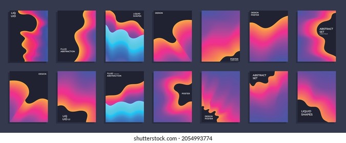 Mega set of Abstract Liquid Gradient Poster. Cover, banner for presentation or banner. Flyers, Social Media Templates. Modern brochure background. Set of dynamic and modern covers