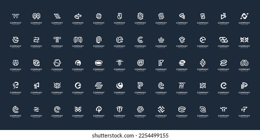 mega set abstract monogram logo shape design template. inspiration monogram on black background