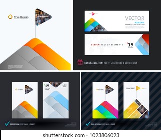 Mega set of abstract templates for business, trendy colourful mountains shapes