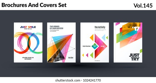Mega set of abstract templates for business, trendy colourful triangles