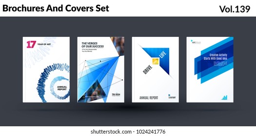 Mega set of abstract templates for business, trendy colourful triangles