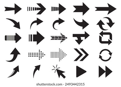 Mega set of arrow vector, silhouette. Arrow vector, icon collection. Arrows vector set. Modern simple arrows. Vector illustration.
