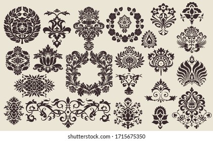 Mega Set of Baroque Design Elements and Ornaments