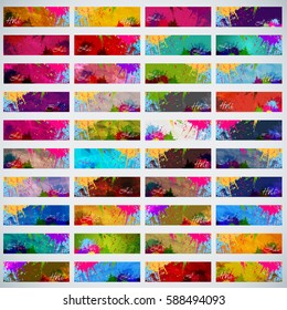 Mega Set of Beautiful Indian festival Colorful Happy Holi celebrations with colors splash on grungy banner or header Design vector illustration design and abstract background...