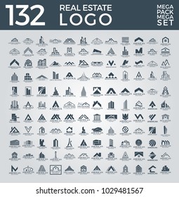 Mega Set and Big Group, Real Estate, Building and Construction Logo Vector Design Eps 10