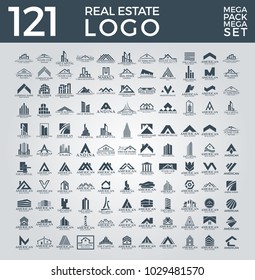 Mega Set and Big Group, Real Estate, Building and Construction Logo Vector Design Eps 10