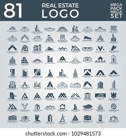 Mega Set and Big Group, Real Estate, Building and Construction Logo Vector Design Eps 10