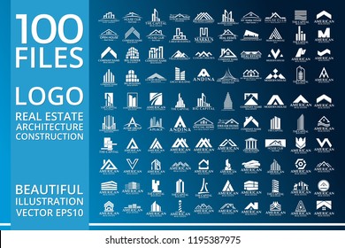 Mega Set and Big Group, Real Estate, Building and Construction Logo Vector Design Eps 10