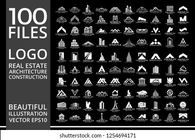 Mega Set and Big Group, Real Estate, Building and Construction Logo Vector Design Eps 10