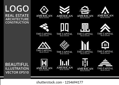 Mega Set and Big Group, Real Estate, Building and Construction Logo Vector Design Eps 10