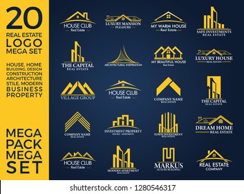 Mega Set and Big Group, Real Estate, Building and Construction Logo Vector Design Eps 10