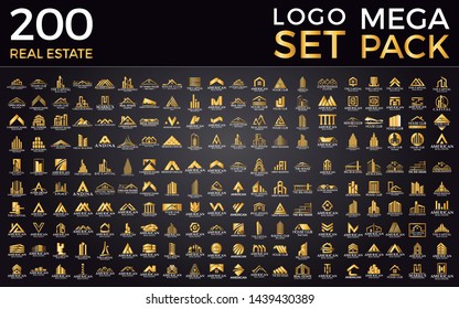 Mega Set and Big Group, Real Estate, Building and Construction Logo Vector Design Eps 10