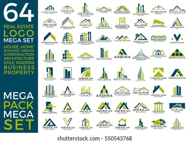 Mega Set and Big Group, Real Estate, Building and Construction Logo Vector Design Eps 10