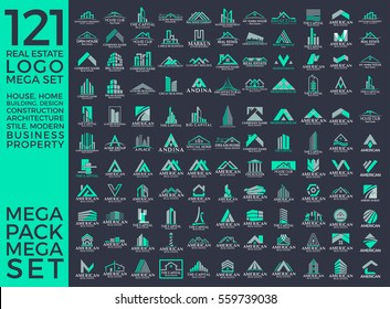 Mega Set and Big Group, Real Estate, Building and Construction Logo Vector Design Eps 10