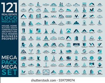 Mega Set and Big Group, Real Estate, Building and Construction Logo Vector Design Eps 10