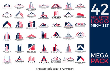 Mega Set and Big Group, Real Estate, Building and Construction Logo Vector Design Eps 10