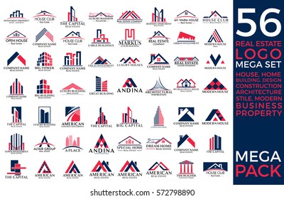 Mega Set and Big Group, Real Estate, Building and Construction Logo Vector Design Eps 10