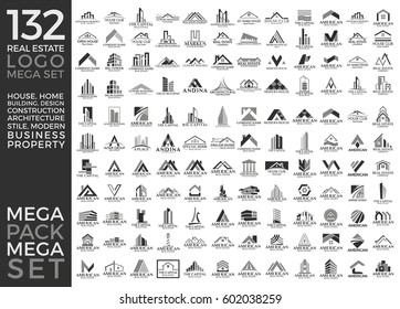 Mega Set and Big Group, Real Estate, Building and Construction Logo Vector Design Eps 10