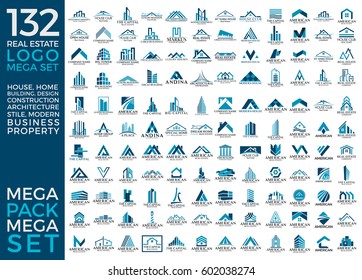 Mega Set and Big Group, Real Estate, Building and Construction Logo Vector Design Eps 10