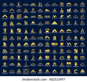 Mega Set and Big Group, Real Estate, Building and Construction Logo Vector Design Eps 10