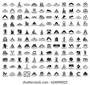 Mega Set and Big Group, Real Estate, Building and Construction Logo Vector Design Eps 10