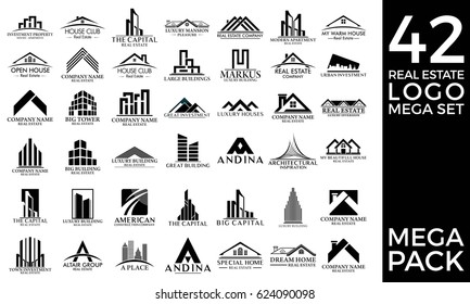 Mega Set and Big Group, Real Estate, Building and Construction Logo Vector Design Eps 10