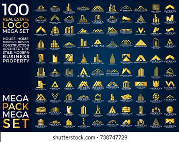 Mega Set and Big Group, Real Estate, Building and Construction Logo Vector Design Eps 10