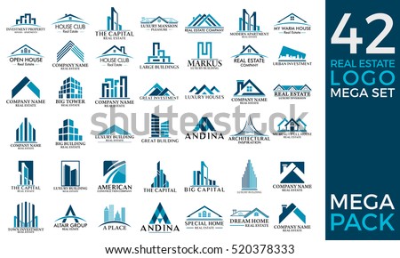 Mega Set and Big Group, Real Estate, Building and Construction Logo Vector Design