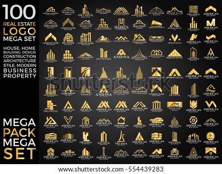 Mega Set and Big Group, Real Estate, Building and Construction Logo Vector Design Eps 10